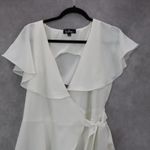 Lulus White Ruffle Wrap Romper Flutter Sleeve Tie Waist Dressy Chic L Large Photo 3