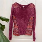 Daytrip Southwestern Accent Pullover Red Acid Wash Photo 0