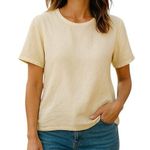 Flax NEW  100% Linen Cream Short Sleeve Top Oversized Photo 0