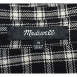 Madewell  Black & White Plaid Midi Shirt Dress Size M Long Sleeve Pockets Buttons Photo 9