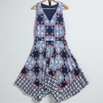 Maggy London M Handkerchief Blue Midi Dress Boho Summer Formal Abstract Flowy Photo 1