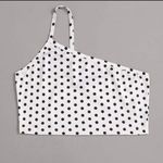 SheIn NEW! Adorable One Shoulder Crop Top Sz L White W Black Polka Dots Photo 1