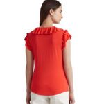 Ralph Lauren Lauren  Top NWT Ruffle Trim & Sleeve V-Neck Red Womens 2XL Photo 1