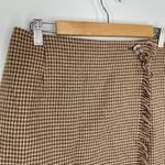 The Limited  Brown Tan Houndstooth Fringe Trim Wrap Skirt Women's Size Medium M Photo 3