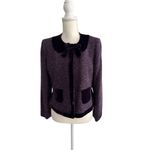 ALBERT NIPON Purple Bow Collar Silk Blend Blazer Jacket Size 10P Photo 7