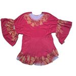 Free People Sunset Dreams printed flare sleeve blouse sz Small red Photo 9