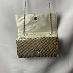 Jessica McClintock  GOLD SEQUINED SHOULDER CROSSBODY PURSE SILVER CHAIN STRAP Photo 9