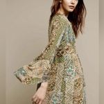 Anthropologie NWOT Green Floreat Dress Amelie 100% silk Kimono Style Boho size 4 Photo 3