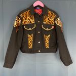 Vintage 80s Gazoz Western Leopard Denim Jacket Multi Size M Photo 2