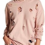 Cotton Emporium  Hoodie Sweatshirt Distressed Holes Dusty Pink Comfy Size Medium Photo 0