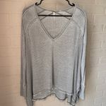Free People Free Peoplee shirt moss gray green waffle knit small NWT oversied shark bite hem Photo 1