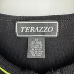 Terazzo Cat Sweater Cardigan 2X Black Striped Knit Zip Front Whimsical Quirky Photo 6