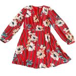 EXPRESS Bold Floral Print Long Sleeve Dress Swing A-Line Size Medium Women's Photo 0