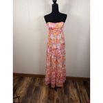 Women's Rnwy Dress Beautiful Strapless Printed Pink Yellow Long Maxi 6 Medium Photo 1