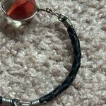 Vintage silver/black leather wire marble bracelet one‎ size measurements shown Black Photo 4