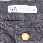 ZARA women’s straight leg black denim unfinished hem excellent condition size 4 Photo 2