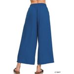 Zenana Outfitters Woven Crepe Elastic Band Waist Cropped Pants Photo 1