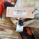 Micas  Orange Abstract Print Fringe Trim Pants Photo 12