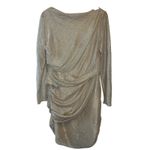 Talbot Runhof Metallic Draped Cocktail Dress Gold Silver Size 14 Photo 2