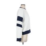 Faherty  Beach Fleece Ringer Crew Sweatshirt White Navy Stripe Long Sleeve Top M Photo 3