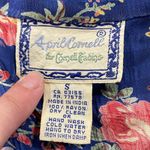 Vintage April Cornell Blue Floral Cottagecore Maxi Dress Size Small Pink Photo 2