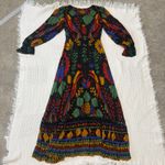 Farm Rio small Anthropologie Georgette plunge v neck maxi dress D2 2649 Black Photo 9