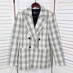 ZARA  Plaid Double Breasted Plaid Blazer‎ Jacket Cream Ecru Black Small Photo 10