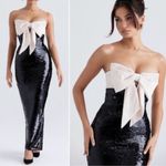 House Of CB NWOT  Holly Black Sequin Strapless Bow Maxi Dress sz XL Photo 4