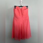 David's Bridal  Bridesmaid Dress Coral Pink Sweetheart Pleated Chiffon Ruffle Sz10 Photo 2