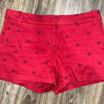 British Khaki  Women’s Chino Shorts Red/Navy Blue Anchor Print US Size 8 Photo 0