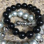 Charlotte Russe NWT  Black Silver Beaded Bracelets Photo 1