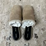 Proenza Schouler  Shearling Trim Suede Flat Mules Size 38 - Light Beige Brand New Photo 2