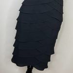 Adrianna Papell Pleated Ruffle Fitted Tank Dress with Mesh Sleeves LBD Photo 2