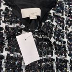 Loft NWT  Shimmer Tweed Cropped Shirt Jacket color: Black/White Multi Photo 4