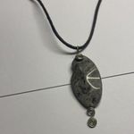 Women’s Grey Natural Stone Pendant / Black Cord Costume Necklace Gray Photo 1