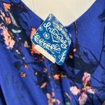 Free People intimately On the Top Royal blue floral blouse size small Photo 7