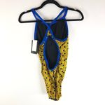 TYR Womens One Piece Swimsuit Diamondfit Open Back Geometric Yellow 34 US M Size M Photo 1