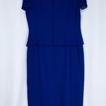 Talbots Elegant Sapphire Blue Midi Beaded Short Sleeves Event Dress 12 NWT Photo 3