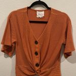 Sadie and Love  Pumpkin Latte Button Front Twisted Blouse Photo 0