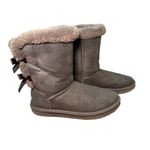 UGG ‎ Australia Gray Suede Leather Sheepskin Shearling Bow Back Boots US 7 EU 38 Photo 1