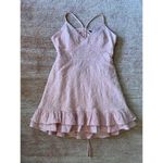 MINKPINK  Pink Embroidered Mini Dress Women’s S/M Spaghetti Straps Ruffle Hem Photo 2