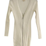 Open Edit Nordstrom White Ribbed Long Sleeve Zip Front Sweater Mini Dress Small Photo 0