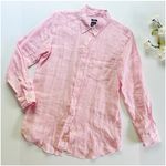 Gap NEW Women's Linen Boyfriend Shirt Relaxed Fit Pink XS Photo 6