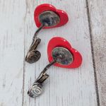 Vintage Clip On Earrings Red Heart Valentine's Day Love Theme Photo 4