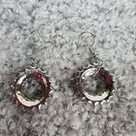 Dangle Drop Pierced Earrings Faux Pearl Rhinestone Circles Hook Ear Wires Photo 8