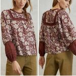 Cleobella  Rafia Floral Lace Blouse size in Maroon Photo 1