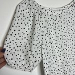Loft Polka Dot Black & White Puffy Short Sleeve Top Photo 1