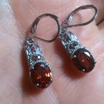 Simulated Red Diamond Stainless Steel Lever Back Earrings Photo 1