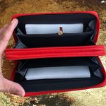 Wallet Faux Leather Croc Print Effect Red Double Zipper Photo 8