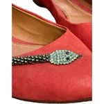 Schutz Simone Red Nubuck Ballet Flats – Jeweled Snake Embellishment, Size 6B Photo 2